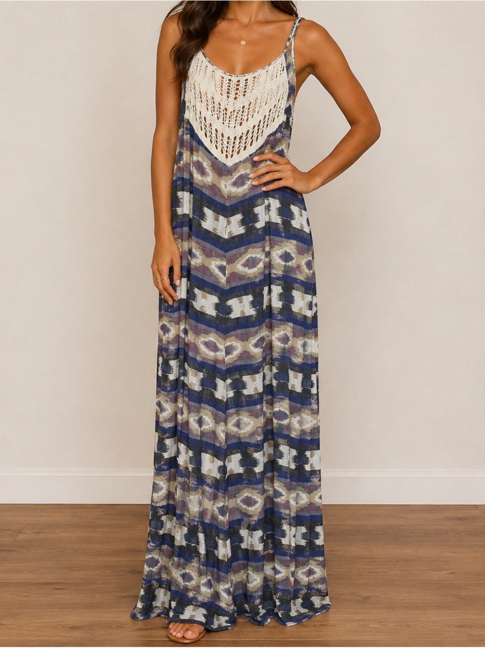 lucky brand bohemian dress | Dresses | Luckybrand Maxi The Shops at Fearrington White v neck handmade Size:standard L Adjustable straps